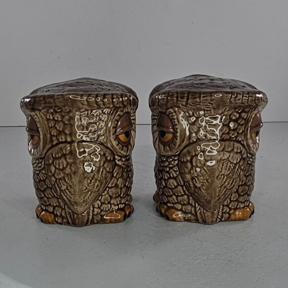 Vintage Sleepy Owl Double Sided Salt Pepper Shaker Set *NO STOPPERS* - Picture 6 of 7